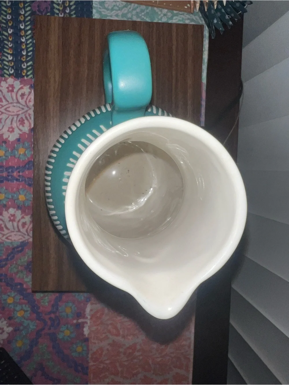 Urban Outfitters Teal Striped Ceramic Pitcher
